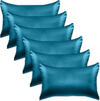 Elegant Comfort 6-Pack Cooling Viscose Satin Pillowcase Set with Hidden Zipper Closure, Silky Smooth for Best Hair and Skin Care-Beautiful Gift Box-6-Piece Satin Pillowcase Set, King, Turquoise