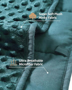 Mr. Sandman Weighted Blanket for Adults, Soft Cooling Heavy Minky Blanket for Sleep, Washable Throw Blanket with Glass Beads, 48 x 72in, 15 lbs, Dark Green