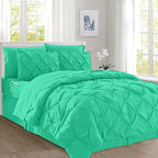 Elegant Comfort 8-Piece Pinch Pleated Comforter Set - All Season Complete Bed in a Bag, Includes 4pc Smart Sheet Set, Bed Skirt, Comforter, Matching Pillowcases and Shams, King/Cal King, Paradise Teal