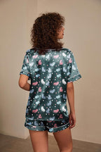 Ekouaer Silk Pajama for Women Short Sleeve Satin Pj Set Two Piece Soft Sleepwear Loungewear, S-XXL
