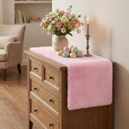 duduta Pink Faux Fur Table Runner 48 inches Long, Fluffy Spring Easter Dresser Runner Coffee Table Runner Girls Room Decor