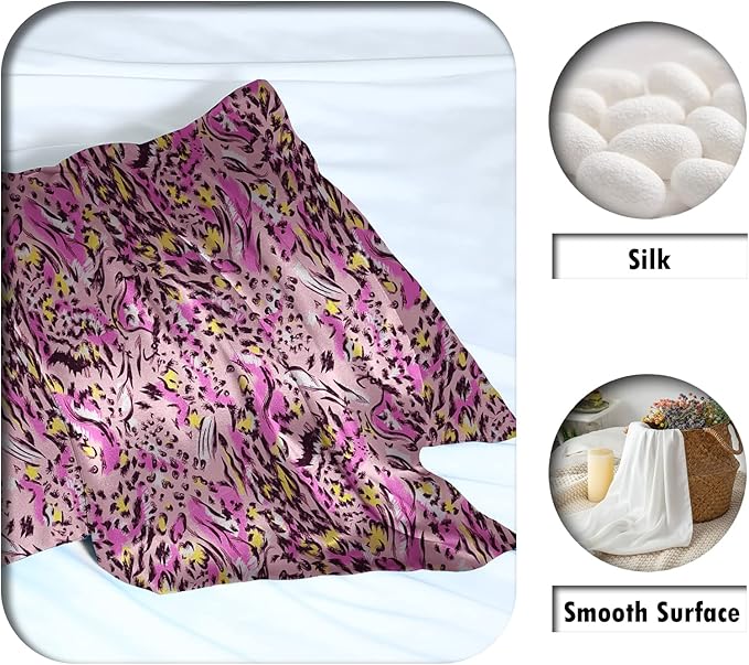 Mulberry Silk Pillowcase for Hair and Skin King Size Leopard Print Silk Pillow Cases with Zipper Soft Breathable Smooth Cooling Silk Pillow Covers for Sleeping (Pink Paint, 20"X 36",1Pcs)