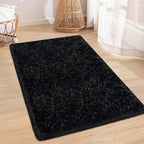 Black Shaggy Rugs for Bedroom Living Room 3x5 Plush Fluffy Rug Soft Fuzzy Fur Home Decor Non Slip Modern Indoor Furry Floor Carpet Throw Area Rug for Nursery Kids Boys Room Dorm Office
