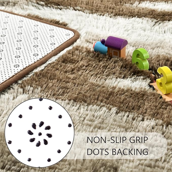 Noahas Large Fluffy 5x8 Area Rugs for Living Room Bedroom,Khaki Thick Shag Throw Rug,Big Soft Shaggy Bedside Non-Slip Plush Dorm Nursery Kids Carpet