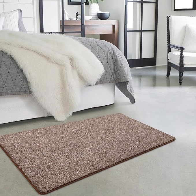 Keeko Soft 2x4 Small Runner Rug Brown, Bedside Rugs for Bedroom Indoor Runner Hallway Carpets Non Slip Living Room Area Throw Rugs Memory Foam Laundry Room Rug for Teen Kids Boys Dorm Room Decor