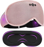 Sleep Mask with Bluetooth Headphones, Removable 3D Contoured Cup, Wireless Eye Mask for Sleep, Sleeping Headphones with Thin Stereo Speakers for Men, Women, Travel, Relaxation - Pink