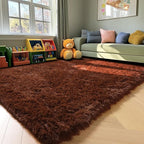 ONASAR Brown Rugs for Living Room Bedroom, 5x8 Fluffy Bedside Area Rug, Soft Plush Shaggy Indoor Floor Carpet for Nursery Kids Girls Boys Teen Dorm Home Office Decor Aesthetic