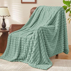 BEDELITE Updated Sage Green Throw Blanket for Couch and Bed- Super Soft and Warm 3D Checkered Fluffy Fuzzy Fleece Blanket, Luxurious Plush Cozy Blanket for Room Decor Spring, 50x60 inches