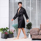 Mens Satin Robe,Silk Long Sleeve House Kimono Bathrobe,Soft Loungewear Dragon Robe