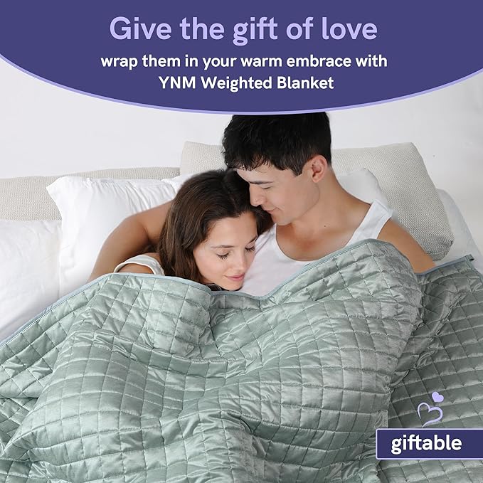 YnM Cooling Weighted Blanket for Adults, 15lbs Heavy Bed Throw Comforter with 100% PE Fabric, Ideal for Hot Sleepers or Summer Days(48x72 Inches for Twin/Full Bed, 15 Pounds,Green)
