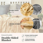 MHD l [Made in Korea] Premium Faux Fur Throw Blanket :Luxury Double-Sided 15mm Microfiber Blanket, 800 GSM :Beige, 60" x 79"