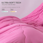 COTTEBED Softness Comforter Set KING Size Bed, Jersey Knit T-Shirt Feel Ultra-Soft Breathable Comy Cozy Lightweight Bedding Down Blanket Pillowsham Women Girl All Season, California/Cal King Rose Pink