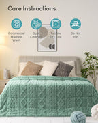 Cottonblue Jacquard Weighted Blanket 20 lbs for Adults Queen Size, Ultra Soft Sherpa Fleece Blanket for Relax and Sleep, Cozy Comfort Heavy Bed Blankets with Glass Beads, 60x80 Inches, Sage Green