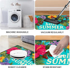 Hello Summer Area Rug 2x3 ft Entry Rug Washable Boho Rugs Non Slip Low Pile Floral Door Mat Small Carpet for Bedroom, Bedside, Kids Room, Office, Dining Room