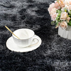 Tie-Dyed Black Rugs for Bedroom 9x12 ft Large - Ultra Soft Faux Fur Area Rug - Plush Non-Slip Shaggy Carpet for Living Room, Cozy Fluffy Rug for Kids Boys Girls Dorm Nursery Room, High Pile Carpet