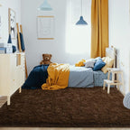 Jelymark Super Soft Shaggy Rug for Bedroom, 4x5.9 Feet Fluffy Carpet for Living Room, Fuzzy Indoor Plush Area Rug for Home Decor, Furry Floor Rugs for Dorm, Kids Nursery Rug for Girls, Brown