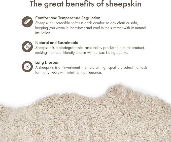 Nordic Sheep Real Sheepskin Rug 4x6 ft | Sheepskin Rugs for Living Room and Sofa | Large Bedside Rugs for Bedrooms is Breathable & Heat-regulating | Fluffy Rug in Color Beige