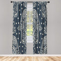 Lunarable Hamsa Window Curtains, Egyptian Boho Hand Shape Pattern Eye Design Bridal Night Inspired Art, Lightweight Decorative 2-Panel Set & Rod Pocket, Pair of - 28" x 95", Petrol Blue
