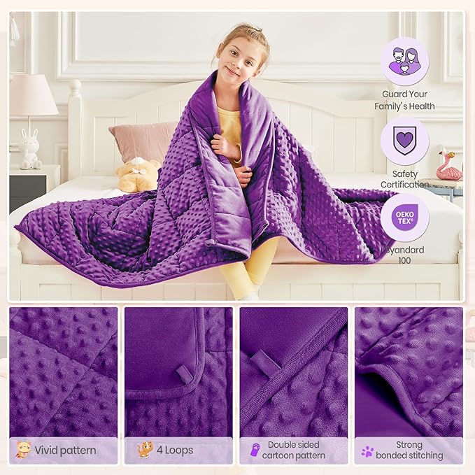 HOSUKKO Weighted Blanket - 3 lbs Purple Thciken Heavy Blanket - Small Size Breathable Blanket(20 * 30 inches, 3 lbs)
