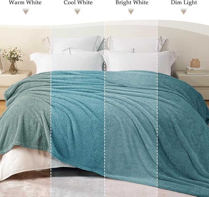Exclusivo Mezcla Fleece Stone Blue Throw Blanket for Couch Sofa, Ultra Soft, Lightweight and Fluffy Blankets for Women, All Season, 50x60 Inches