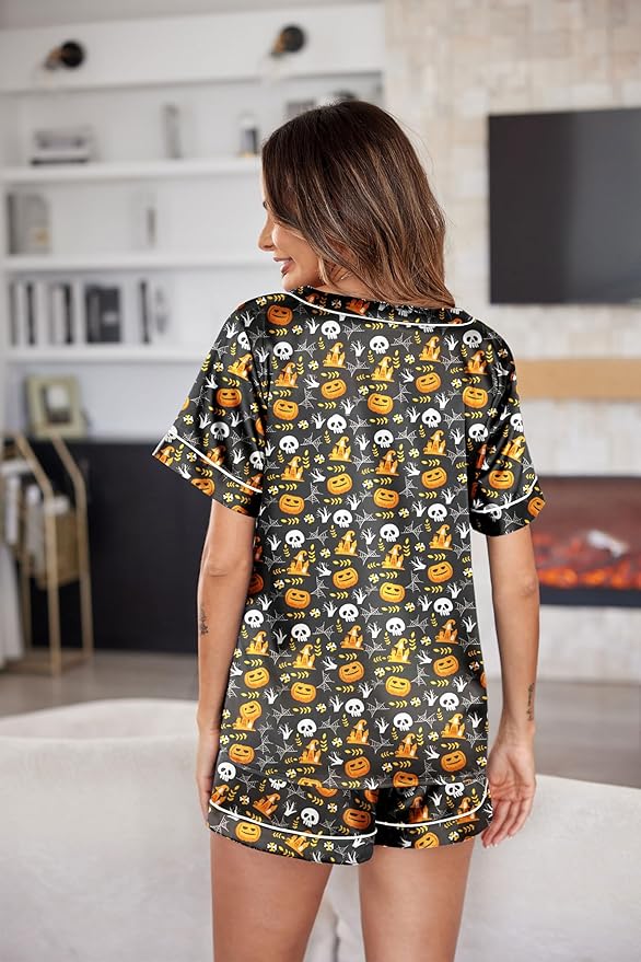 Ekouaer Silk Pajama for Women Short Sleeve Satin Pj Set Two Piece Soft Sleepwear Loungewear, S-XXL