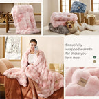 Bedsure GentleSoft Fluffy Fuzzy Cute Pink Blanket Teen Girls Gifts, Soft Cozy Faux Fur Throw Blanket, Valentines Tie-Dye Pink Room Decor for Girlfriend Women, Thick Warm Plush Room Decor Gifts for Her