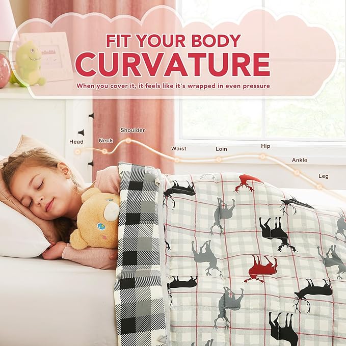 CuteKing Weighted Blanket - Weighted Blanket with Premium Glass Beads - Breathable Heavy Blanket for Comfortable Rest - Soft Thick Blanket All Season(10lbs, 50"x60", Deer)