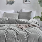 CLOTHKNOW Grey Velvet Comforter Set Twin/Twin XL 3Pcs Gray Fluffy Bedding Comforter Sets Gray Comforter Twin Sets Soft Grey Comforter Sets