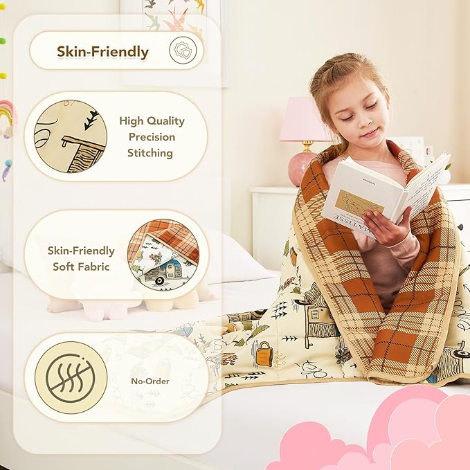 CuteKing Weighted Blanket - Weighted Blanket with Premium Glass Beads - Breathable Heavy Blanket for Comfortable Rest - Thick Blanket All Season(10lbs, 40"x60", Camping)