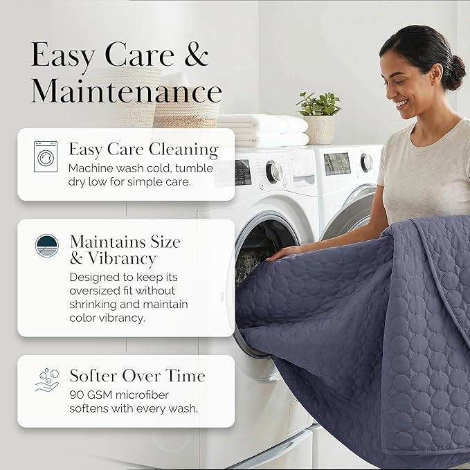 Southshore Fine Living, Inc. Oversized Queen Quilt Bedding Set, Lightweight Quilt, Soft Coverlet Full Size Bedspread 3-Piece Set with Two Matching Quilted Pillow Shams, Full/Queen Quilts, Denim