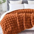 50x60 Inches Ultra-Soft Fuzzy Faux Fur Plush Throw Blanket - Thick, Warm Sherpa for Couch, Sofa, Bedroom, Camping - Decorative Blanket for Cozy Warmth, Bubble Rust