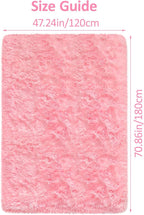 Pink Fluffy Rugs for Bedroom Living Room 4x6 Ft Girls Shaggy Fur Rug Soft Modern Indoor Furry Floor Mat Washable Plush Fuzzy Kids Rug for Nursery Princess Dorm Playroom Decor Carpet