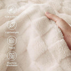 Bedsure GentleSoft Cream Throw Blanket for Couch - Checkered Fleece Blankets Gifts for Kids Girls, Cute Soft Cozy Throw for Bedroom Home Decor Gifts, 50x60 Inches