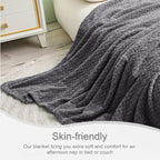 Exclusivo Mezcla Fleece King Size Blanket for Bed, 90x104 Inches Soft Cozy Jacquard Flannel Blankets, Lightweight Fuzzy Plush Warm for Women, Dark Grey