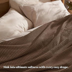 PHF Ultra Soft Waffle Weave Blanket King Size（104"x 90"）- Washed Lightweight Breathable Cozy Woven Blanket for Bed - Aesthetic Decor for Couch Bedding Sofa Home Car - Chocolate