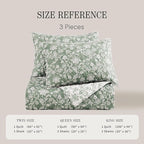 BLOOMHAVEN Quilt Set Queen Size, Green Floral Quilt Sets, Reversible Bedspread Lightweight and Breathable for All Seasons, Soft Quilted Bedspread with 2 Pillow Shams