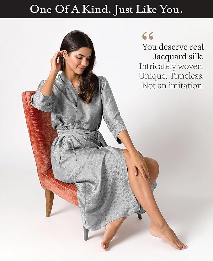 Tara Sartoria Luxury Artisan Silk Robe for Women, Washable, Full Length, Jacquard, XS–4XL, Oprah Daily 2025