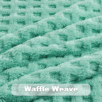 NEWCOSPLAY Super Soft Throw Blanket Aqua Premium Silky Flannel Fleece 3D Waffle Checkered Lightweight Bed Blanket All Season Use (Aqua, Throw(50"x70"))