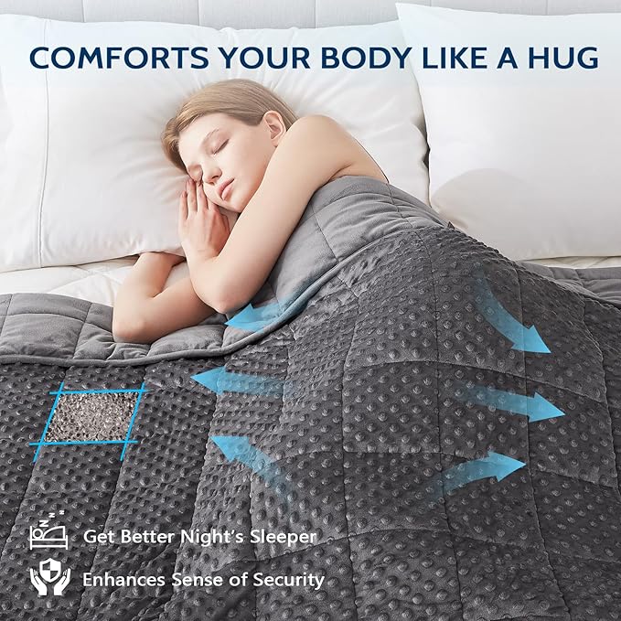L'AGRATY Weighted Blanket - 36"x48" 5lbs Minky Dots Heavy Blanket with Glass Beads Soft Breathable for All-Season Summer Fall Winter Thick Comfort for Sleeping