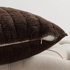 Striped Throw Blanket and Pillow Covers Set (No Inserts) for Couch and Bed, Plush Warm Lightweight Fuzzy Faux Fur Blanket for All Seasons (50" x 60", Coffee Brown)