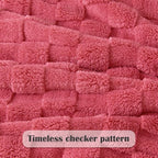 NEWCOSPLAY Super Soft Throw Blanket Coral Pink Premium Silky Flannel Fleece 3D Checkered Lightweight Bed Blanket All Season Use (Coral Pink Checkered, Throw(50"x70"))