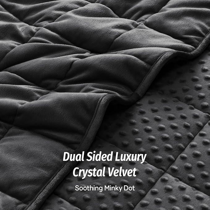 Wemore Minky Dot Weighted Blanket for Adults Twin Size 20 lb, Soft Heavy Blanket for Stress Relief and Sleep Promotion, Breathable Blanket for All-Season with Glass Beads, Black 60 x 80 inches