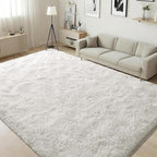 ISEAU 4x6 Area Rug for Living Room, Cream White Rugs for Bedroom, Kitchen, Soft Shaggy Carpets, Fluffy and Machine Washable Mats, Under Bed, On Nursery Floors Mat, Boys, Girls Room Carpet Decor