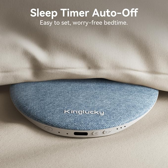 Kinglucky Pillow Speaker for Sleeping, Mini Bluetooth Speaker Under Pillow with Built-in Pink Noise White Noise Sound Machine for Sleeping, Headphone-Free Sleep Speaker for Side Sleeper Blue