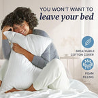 Beckham Hotel Collection King Size Memory Foam (Adjustable Fill) Bed Pillows Set of 2 - Cooling Shredded Foam Pillow for Back, Stomach or Side Sleepers (Pack of 2)