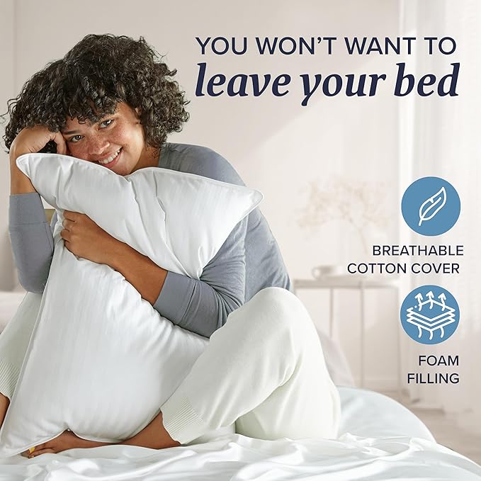 Beckham Hotel Collection King Size Memory Foam (Adjustable Fill) Bed Pillows Set of 2 - Cooling Shredded Foam Pillow for Back, Stomach or Side Sleepers (Pack of 2)