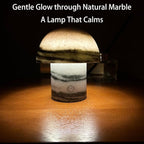 Handcrafted Natural Stone Mushroom Lamp - Rechargeable Bedside LED Night Light with Type-C Port, Unique Marble Table Lamp for Modern Interiors