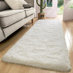 Macgace Fluffy Runner Rug, 2x6 Cream White Washable Hallway Area Rugs for Bedroom Living Room Kitchen Laundry, Long Shag Rug with Non Slip Rubber Backing Fuzzy Entryway Carpet Modern Home Decor