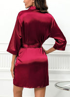 Samring Women's Bride Bridesmaids Robe Short Satin Kimono Robes for Wedding & Bridal Party Silk Bathrobes for Women