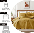 IR Imperial Rooms Twin Quilt Bedding Set Size (68” x 86”) + 1 Pillow Shams (20” x 26” + 2”) - 2 Pcs All Season Lightweight Reversible Microfiber Coverlet Embossed Quilt Bedspread (Ochre)